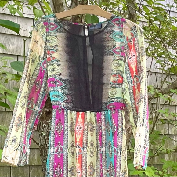 Anthropology Petticoat Alley. Long, Sheer Multi Color Bohemian Dress. Small - Picture 7 of 9